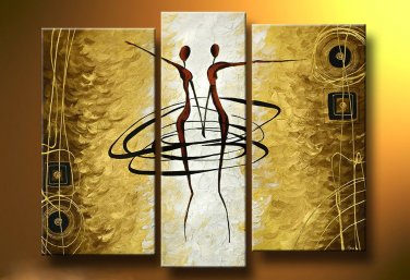 Huge Handmade 3 piece canvas Naked Girl Sexy African Nude Woman Oil Painting Landscape no frame
