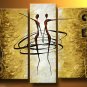 Huge Handmade 3 piece canvas Naked Girl Sexy African Nude Woman Oil Painting Landscape no frame