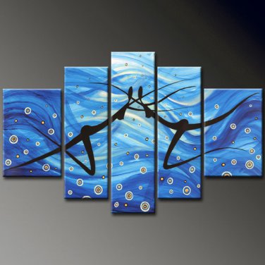 UnFramed!Huge Size Handmade Drawing Set Textured Dance Painting on Canvas Dancer 5 Piece Wall Art