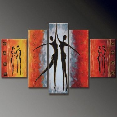 No Frame! 5 panels modern art abstract Huge Size oil painting home decor girl dancing