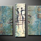 Framed 3 Panel Large Home Decor Dance Oil Painting on Canvas