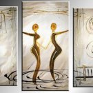 Framed 3 Panel Wall Art People Love Dance Purple Oil Painting On Canvas Paintings Modern Set