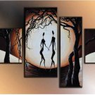 Framed  4 PC Hand Painted Modern Abstract Women Contradance Dancing Oil Painting On Canvas