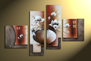 Framed!! 100% Hand Painted Beautiful Flower Oil Painting for Home Decoration