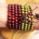 Traditional Original Red And Green Wood Mala Beads Sandalwood Buddha Beads