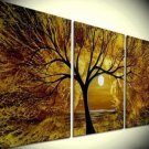 Hand painted modern decorative yellow tree oil painting on canvas wall art for living room No frame