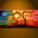 No frame!Hand painted Warm color rich tree Abstract landscape Wall home Decor Oil Painting on canvas