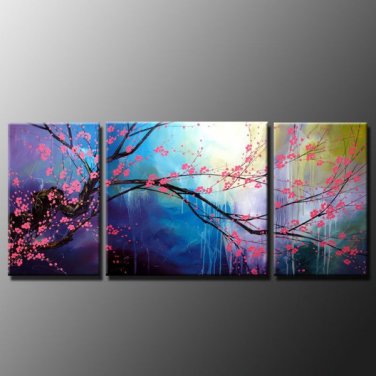 No Frame!Handmade Modern Plum flower Oil Paintings Canvas Wall Art Floral Picture Home Decoration
