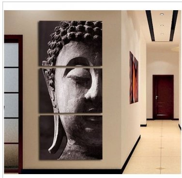 High Quality Hand-painted Group Oil Painting 3 Panel Wall Art Religion Buddha Oil Painting No Frame