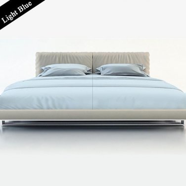 1000 TC Egyptian CottonSheet Set 4PCs Light Blue SolidQueen