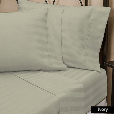 1000 TC Egyptian CottonSheet Set 4PCs ivory StripeQueen