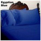 1000TC Egyptian Cotton Duvet Cover & Pillow Shams 3PCs Set Cal-King Size Egyptian Blue Stripe