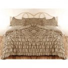 1000 TC Egyptian Cotton Waterfall Ruffle Duvet Set Queen Size Taupe Solid