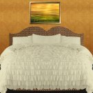 1000 TC Egyptian Cotton Waterfall Ruffle Duvet Set Queen Size Ivory Solid