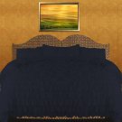 1000 TC Egyptian Cotton Waterfall Ruffle Duvet Set Queen Size Navy Blue Solid