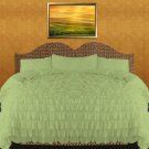 1000 TC Egyptian Cotton Waterfall Ruffle Duvet Set Queen Size Sage Solid