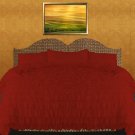 1000 TC Egyptian Cotton Waterfall Ruffle Duvet Set Queen Size Blood Red Solid