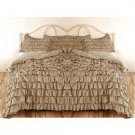 1000 TC Egyptian Cotton Waterfall Ruffle Duvet Set King Size Taupe Solid