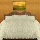 1000 TC Egyptian Cotton Waterfall Ruffle Duvet Set King Size Ivory Solid