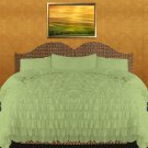 1000 TC Egyptian Cotton Waterfall Ruffle Duvet Set King Size Sage Solid