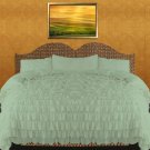 1000 TC Egyptian Cotton Waterfall Ruffle Duvet Set King Size Aqua Bule Solid