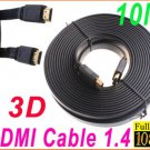 10M /33FT Full 1080P 3D Flat HDMI Cable 1.4 for XBOX /PS3 HDTV HDMI 1.4 Male to Male