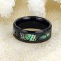 Mens Natural Sea Shell Ceramic Ring Piano Black Wedding Band Jewellery