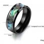 Mens Natural Sea Shell Ceramic Ring Piano Black Wedding Band Jewellery