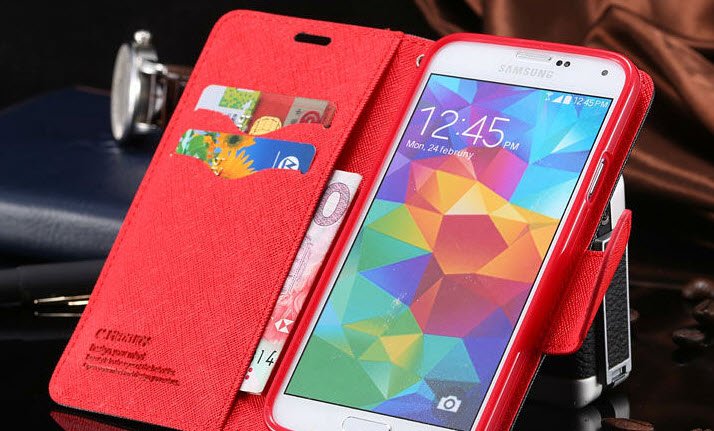 Galaxy S5 Texture Flip Case Cover Wallet Skin