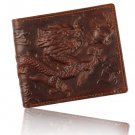 Men's 100% Genuine Leather 3D Dragon Wallet Purse Money Holder Clip