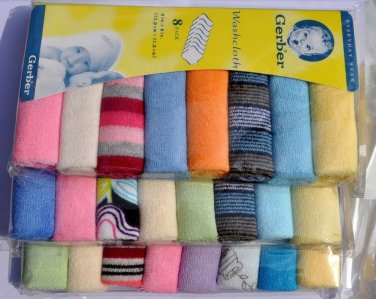 8pcs/set Baby Soft Bath Towel Washcloth Wipe handkerchief Knit Terry Kerchief 9"x9