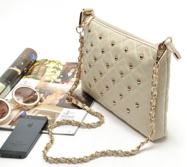 Vintage Rivet Chain Womens Girls Purse Clutch Hand Bag