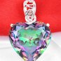 Huge 43.ct Rainbow Fire Topaz 925 Sterling Silver Heart Pendant