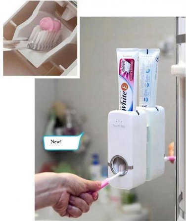 Automatic Toothpaste Dispenser Toothbrush Holder One Touch