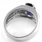 Men's 3ct Alexandrite Sapphire Rhodium 925 Sterling Silver Ring