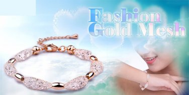 10pc Lot 18K Rose Gold Plated Austrian Crystal Bracelet Mesh Jewellery Chain