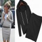 Womens 2pc Sport Tracksuit Hoodie Sweater with Matching Skirt