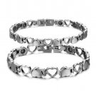 Titanium Steel Magnet Heart Bracelet with free matching Earrings