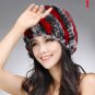 Genuine Real Rex Rabbit Fur Womens Winter Hat Bonnet Cap Beanie