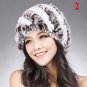 Genuine Real Rex Rabbit Fur Womens Winter Hat Bonnet Cap Beanie