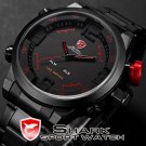 Shark Dual Analog Digital LED Stainless Steel Sports Watch Quartz Wristwatch