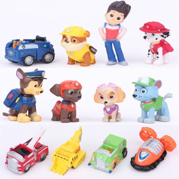 paw patrol figures with cars
