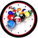 Billiard Balls Pool Bar Nice 9" Novelty Wall Clock 01