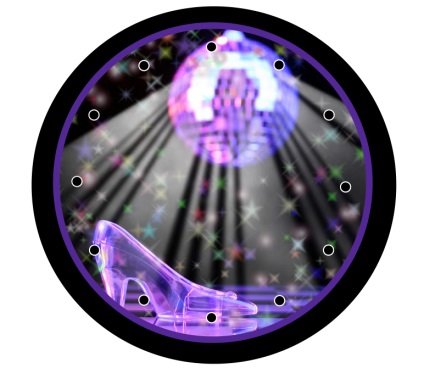 Disco Diva Purple Shoe Disco Ball 9" Novelty Wall Clock 01