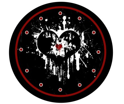 EMO Bleeding Heart Dark Splatter 9" Novelty Wall Clock 01