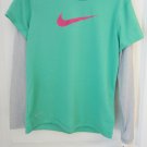 Nike Dri-Fit Girls Long Sleeve T Shirt Size 6X Gamma Green with Pink Logo NWT!