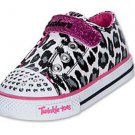 Skechers Toddler Girls Twinkle Toes Lil Wild Pink with Animal Print Sz 7M NEW!