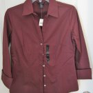 Banana Republic Maroon Button Down Stretch Blouse 3/4 Sleeve Size S NWT!