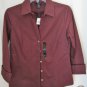 Banana Republic Maroon Button Down Stretch Blouse 3/4 Sleeve Size S NWT!