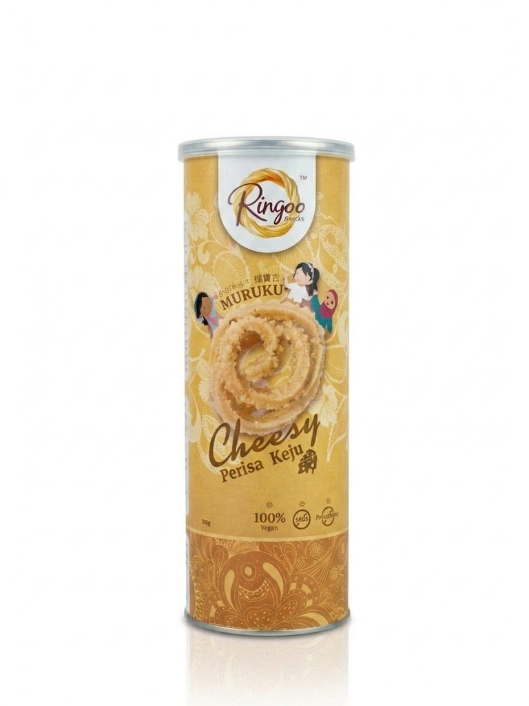 Ringoo Premium Traditional Muruku Savory Snack Box &acirc;�� Cheezy Flavor Carton (12 Canisters)